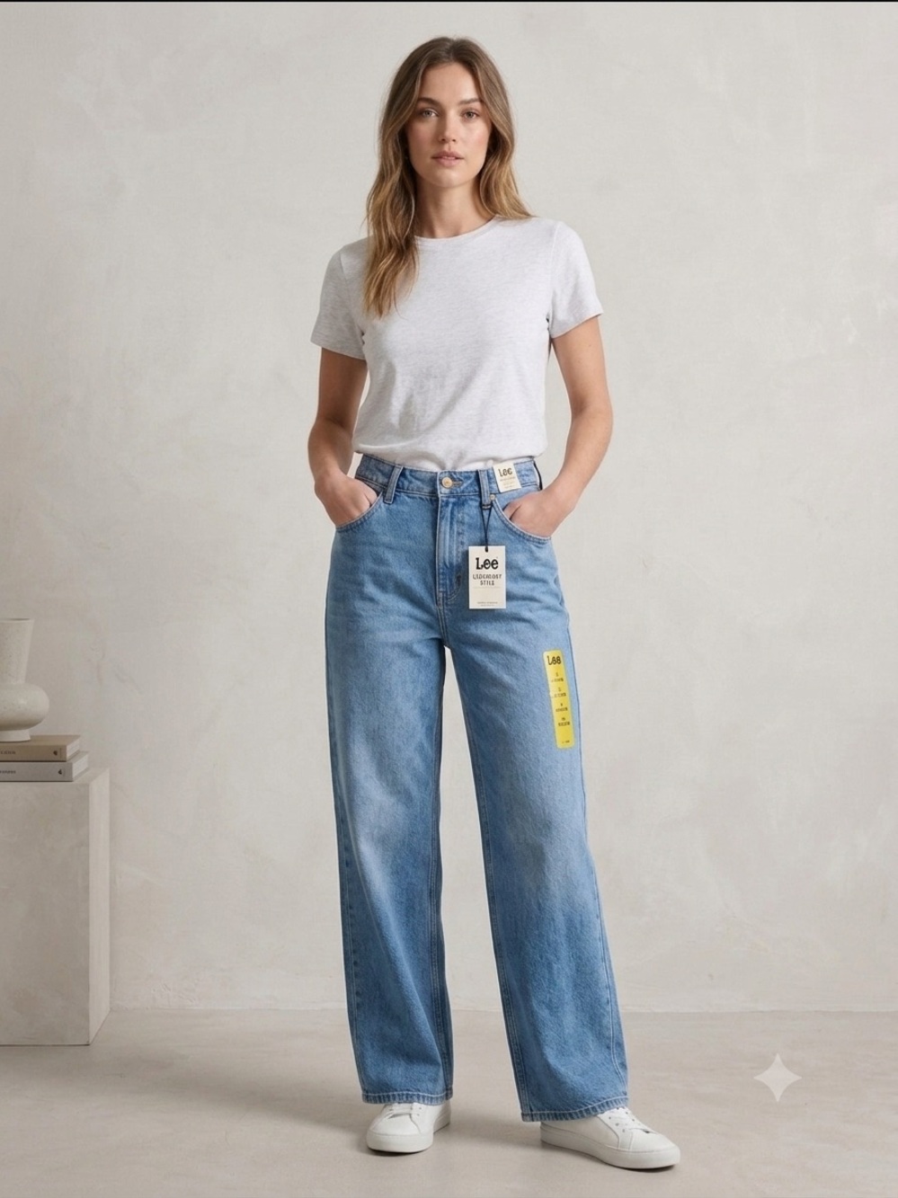 Lee Wide Leg High-Rise Jeans in Light Blue Wash